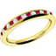 Picture of A stylish Round Brilliant Cut ruby & diamond eternity ring in 18ct yellow gold (In stock)