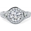 Picture of A stunning diamond halo cluster with shoulder stones in platinum (In stock)