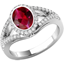 Picture of A beautiful Ruby & diamond cluster style ring with shoulder stones in 18ct white gold (In stock)