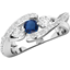 Picture of A beautiful sapphire and diamond three stone ring with shoulder stones in 18ct white gold (In stock)