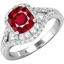 Picture of A stunning Ruby and diamond cluster with shoulder stones in 18ct white gold (In stock)