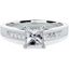 Picture of A striking Princess Cut diamond ring with shoulder stones in platinum (In stock)