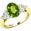 Picture of A stylish peridot & diamond ring with shoulder stones in 18ct yellow & white gold (In stock)