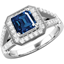 Picture of A stunning sapphire & diamond cluster style ring in 18ct white gold