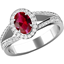 Picture of A beautiful Ruby & diamond cluster style ring with shoulder stones in 18ct white gold
