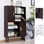 Picture of Open Bookcase Shelves Unit Storage Cabinet Wooden Display w/ Two Doors