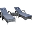 Picture of Outsunny Garden Rattan Furniture 3 PC Sun Lounger Recliner Bed Chair Set with Side Table Patio Wicker-Grey