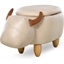 Picture of HOMCOM PU Leather Upholstered Cow Storage Stool Ivory