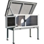 Picture of PawHut Rabbit's Elevated Fir Wood Outdoor Hutch Grey