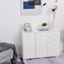 Picture of HOMCOM High-Gloss Sideboard Finish Storage Cabinet Home Organisation Aluminium Handles with 2-Drawers White