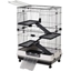 Picture of PawHut Small Animal Cage Hutch Pet Play House with Platform, Ramp, Removable Tray for Rabbits, Guinea Pigs, Pet Mink, Chinchillas Black and White