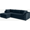 Picture of Mogen Left Hand Facing Chaise End Sofa Bed with Storage, Sapphire Blue Velvet