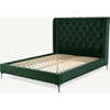 Picture of Romare King Size Bed, Bottle Green Velvet with Nickel Legs