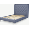 Picture of Romare Double Bed, Denim Cotton with Nickel Legs