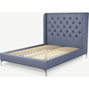 Picture of Romare Double size Bed, Denim  Cotton with Copper Legs
