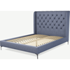 Picture of Romare King size Bed, Denim  Cotton with Nickle Legs