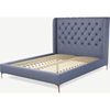 Picture of Romare King size Bed, Denim  Cotton with Copper Legs