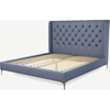 Picture of Romare Super King Size Bed, Denim Cotton with Nickel Legs