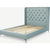 Picture of Romare Double Bed, Sea Green Cotton with Nickel Legs