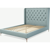 Picture of Romare King size Bed, Sea Green Cotton with Copper Legs