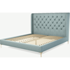 Picture of Romare Super King size Bed, Sea Green Cotton with Brass Legs