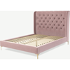 Picture of Romare King size Bed, Heather Pink Velvet with Brass Legs