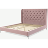 Picture of Romare Super King Size Bed, Heather Pink Velvet with Nickel Legs