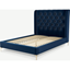 Picture of Romare Double size Bed, Regal Blue Velvet with Brass Legs