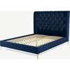 Picture of Romare King size Bed, Regal Blue Velvet with Brass Legs