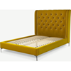 Picture of Romare Double Bed, Saffron Yellow Velvet with Nickel Legs