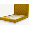 Picture of Romare Double size Bed, Saffron Yellow Velvet with Brass Legs