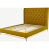 Picture of Romare King Size Bed, Saffron Yellow Velvet with Nickel Legs