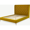 Picture of Romare King size Bed, Saffron Yellow Velvet with Copper Legs