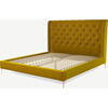 Picture of Romare Super King size Bed, Saffron Yellow Velvet with Brass Legs