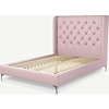 Picture of Romare Double Bed, Tea Rose Pink Cotton with Nickel Legs