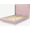 Picture of Romare Double size Bed, Tea Rose Pink Cotton with Brass Legs