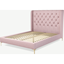 Picture of Romare King size Bed, Tea Rose Pink Cotton with Brass Legs