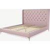 Picture of Romare Super King size Bed, Tea Rose Pink Cotton with Copper Legs
