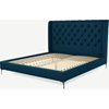 Picture of Romare Super King Size Bed, Navy Wool with Nickel Legs