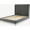 Picture of Romare Double size Bed, Steel Grey Velvet with Nickel Legs