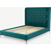 Picture of Romare Double Bed, Tuscan Teal Velvet with Nickel Legs