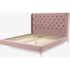 Picture of Romare Super King size Bed, Heather Pink Velvet with Brass Legs