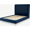 Picture of Romare Double size Bed, Regal Blue Velvet with Copper Legs