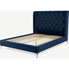 Picture of Romare King Size Bed, Regal Blue Velvet with Nickel Legs