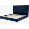 Picture of Romare Super King Size Bed, Regal Blue Velvet with Nickel Legs