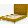 Picture of Romare Double size Bed, Saffron Yellow Velvet with Copper Legs