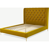 Picture of Romare King size Bed, Saffron Yellow Velvet with Brass Legs