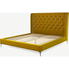 Picture of Romare Super King Size Bed, Saffron Yellow Velvet with Nickel Legs