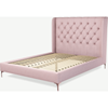 Picture of Romare King size Bed, Tea Rose Pink Cotton with Copper Legs