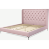 Picture of Romare Super King Size Bed, Tea Rose Pink Cotton with Nickel Legs